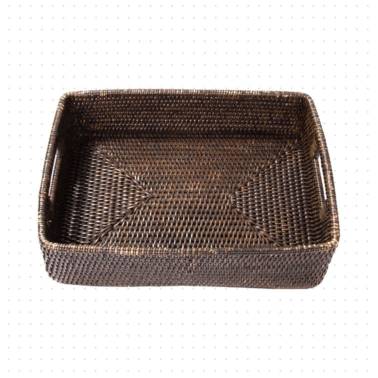 Dotted Line™ Rattan Rectangular Basket with Rounded Corners and Cutout